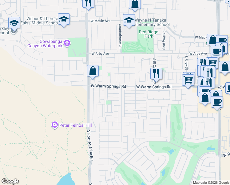 map of restaurants, bars, coffee shops, grocery stores, and more near 7288 Quarterhorse Lane in Las Vegas