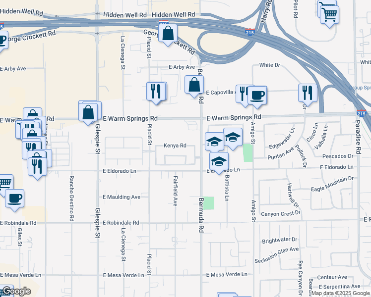 map of restaurants, bars, coffee shops, grocery stores, and more near 373 Kenya Road in Las Vegas
