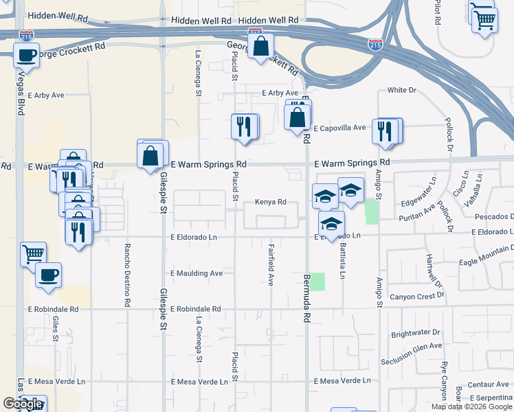 map of restaurants, bars, coffee shops, grocery stores, and more near 324 Kenya Road in Las Vegas