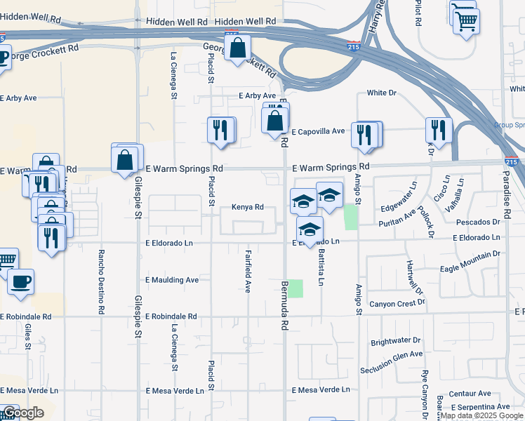 map of restaurants, bars, coffee shops, grocery stores, and more near 348 Kenya Road in Las Vegas