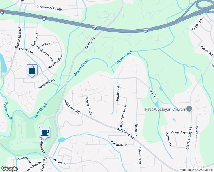 map of restaurants, bars, coffee shops, grocery stores, and more near 1929 Sentry Pointe Lane in Winston-Salem