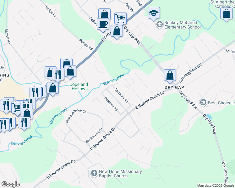 map of restaurants, bars, coffee shops, grocery stores, and more near 1010 Davinci Lane in Knoxville