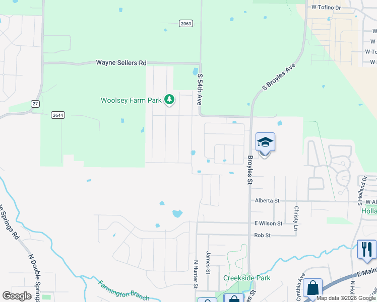 map of restaurants, bars, coffee shops, grocery stores, and more near 941 Broyles Street in Farmington