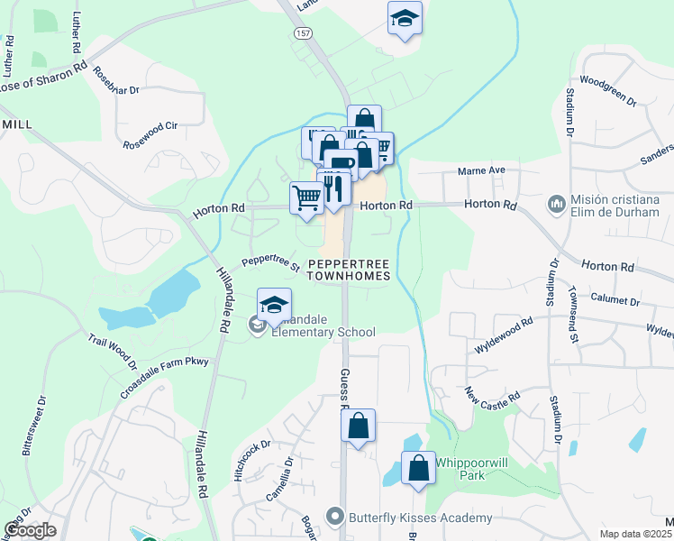 map of restaurants, bars, coffee shops, grocery stores, and more near 3775 Guess Road in Durham