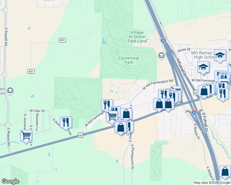 map of restaurants, bars, coffee shops, grocery stores, and more near 2804 W Old Farmington Rd in Fayetteville