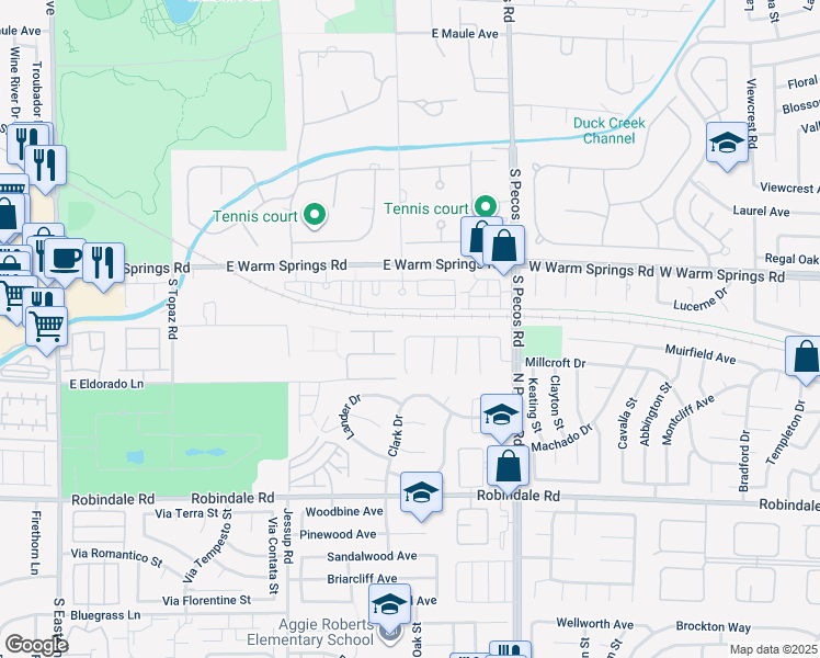 map of restaurants, bars, coffee shops, grocery stores, and more near 3214 East Rutledge Drive in Las Vegas