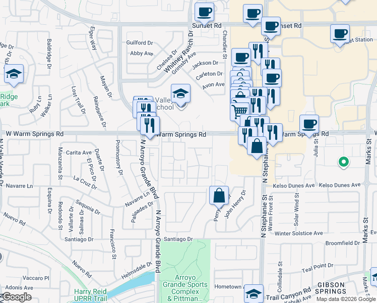 map of restaurants, bars, coffee shops, grocery stores, and more near 1559 Lake Placid Terrace in Henderson