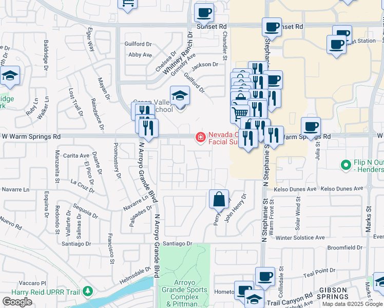 map of restaurants, bars, coffee shops, grocery stores, and more near 395 Manti Place in Henderson