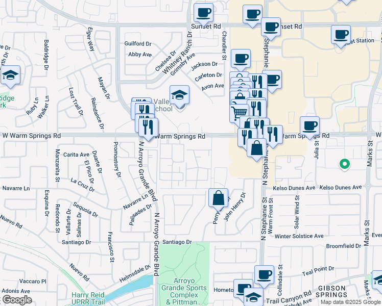 map of restaurants, bars, coffee shops, grocery stores, and more near 395 Manti Place in Henderson