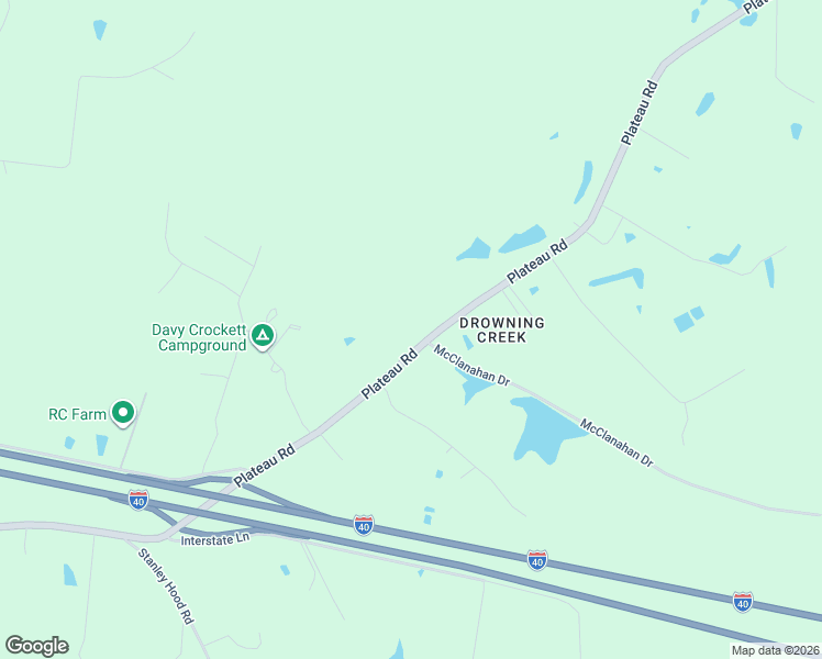 map of restaurants, bars, coffee shops, grocery stores, and more near 6102 Plateau Road in Crossville