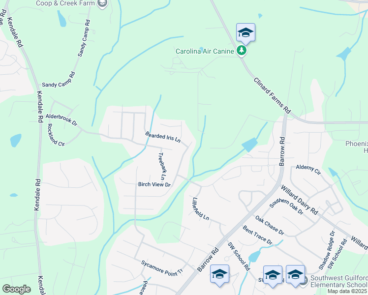 map of restaurants, bars, coffee shops, grocery stores, and more near 2492 Bearded Iris Lane in High Point