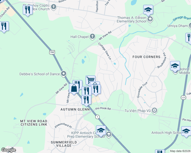 map of restaurants, bars, coffee shops, grocery stores, and more near 645 Bradburn Village Circle in Nashville