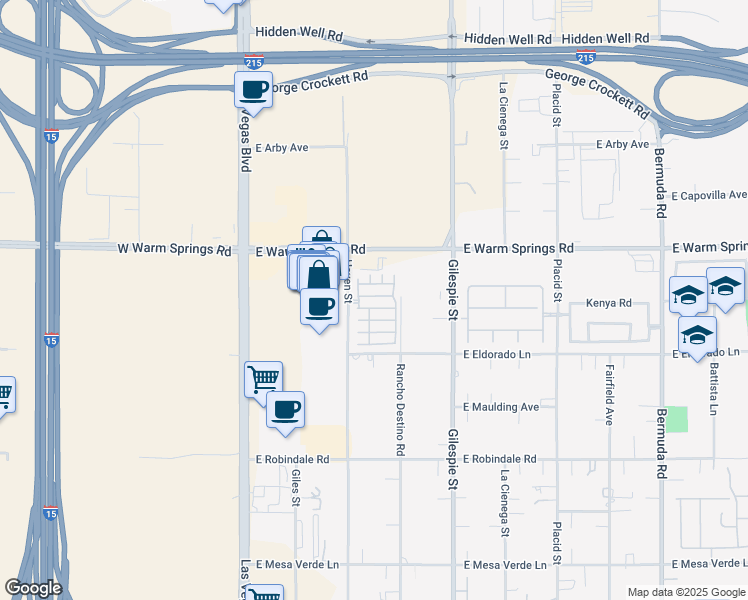 map of restaurants, bars, coffee shops, grocery stores, and more near 133 Coronation Avenue in Las Vegas