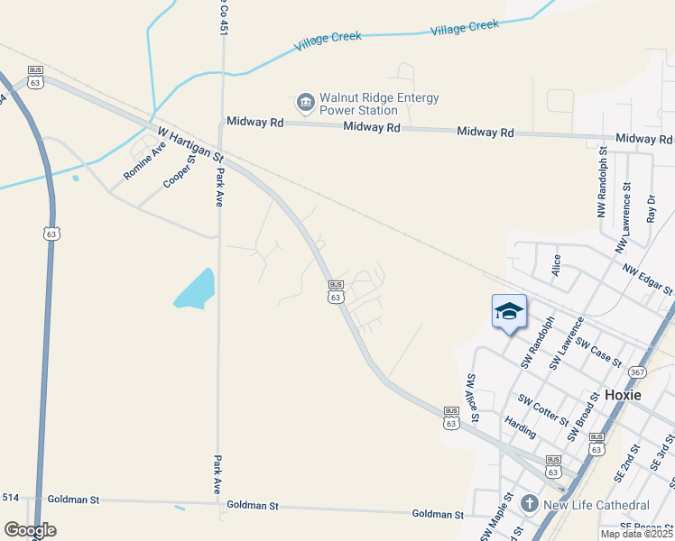 map of restaurants, bars, coffee shops, grocery stores, and more near 99 Tedder Drive in Hoxie
