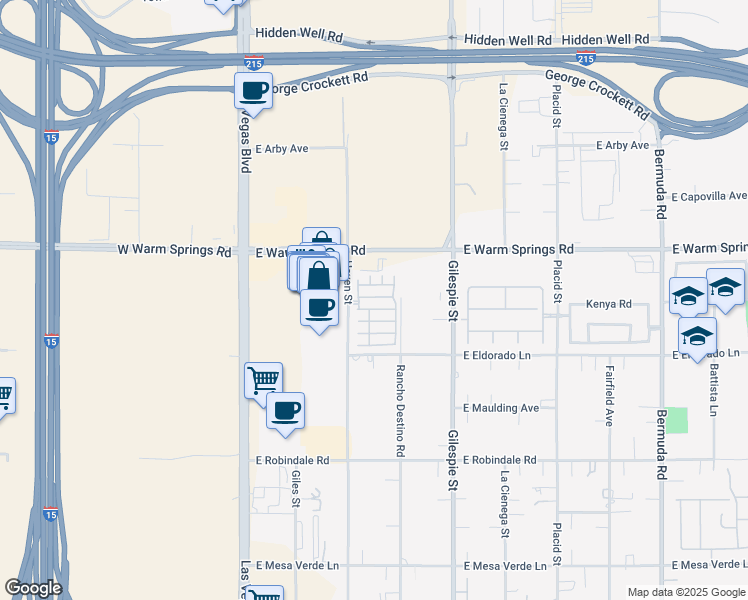map of restaurants, bars, coffee shops, grocery stores, and more near 133 Coronation Avenue in Las Vegas