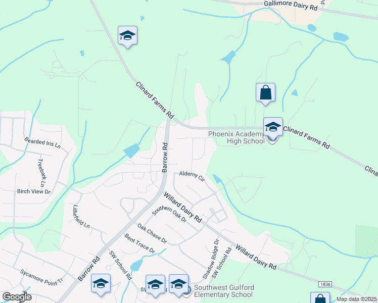 map of restaurants, bars, coffee shops, grocery stores, and more near 4517 Gunnersbury Lane in High Point