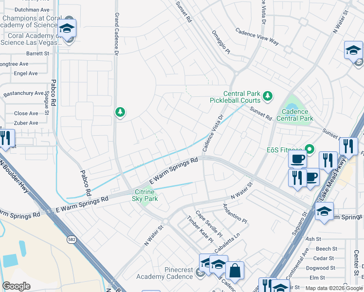 map of restaurants, bars, coffee shops, grocery stores, and more near 336 Alto Avec Lane in Henderson