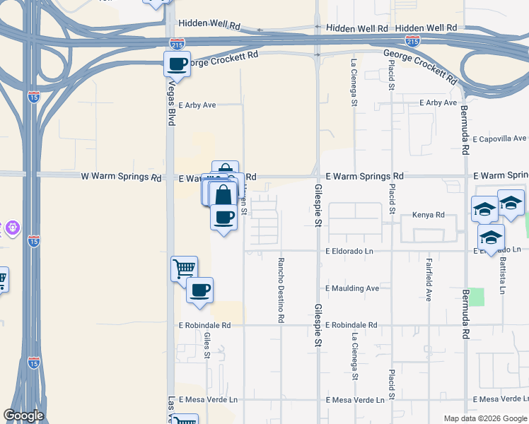map of restaurants, bars, coffee shops, grocery stores, and more near 137 Coronation Avenue in Las Vegas