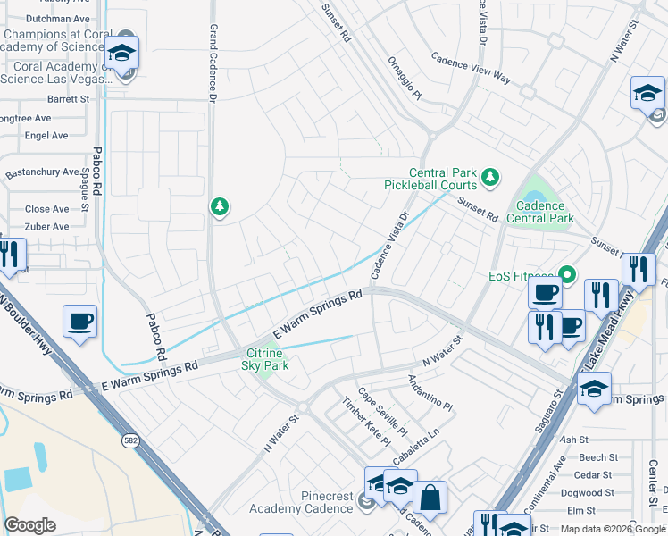 map of restaurants, bars, coffee shops, grocery stores, and more near 336 Alto Avec Lane in Henderson
