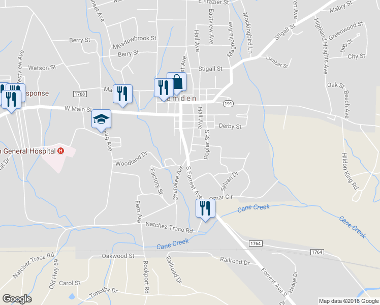 map of restaurants, bars, coffee shops, grocery stores, and more near Church Avenue in Camden