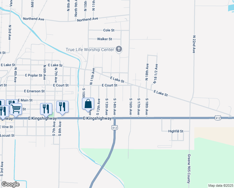 map of restaurants, bars, coffee shops, grocery stores, and more near 205 South 15th Avenue in Paragould