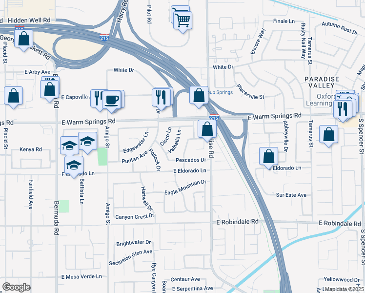 map of restaurants, bars, coffee shops, grocery stores, and more near 7427 Trudy Lane in Las Vegas