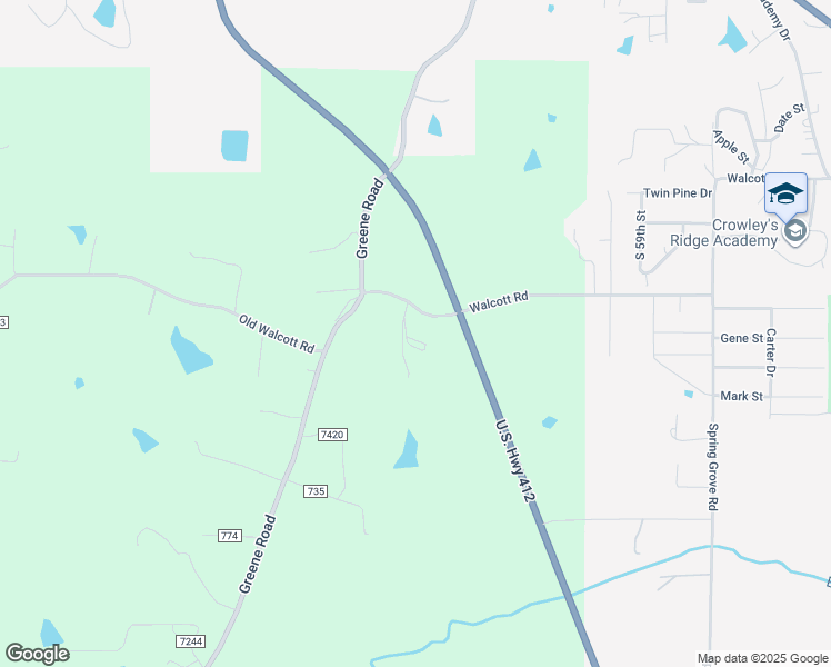 map of restaurants, bars, coffee shops, grocery stores, and more near 6350 Walcott Road in Paragould