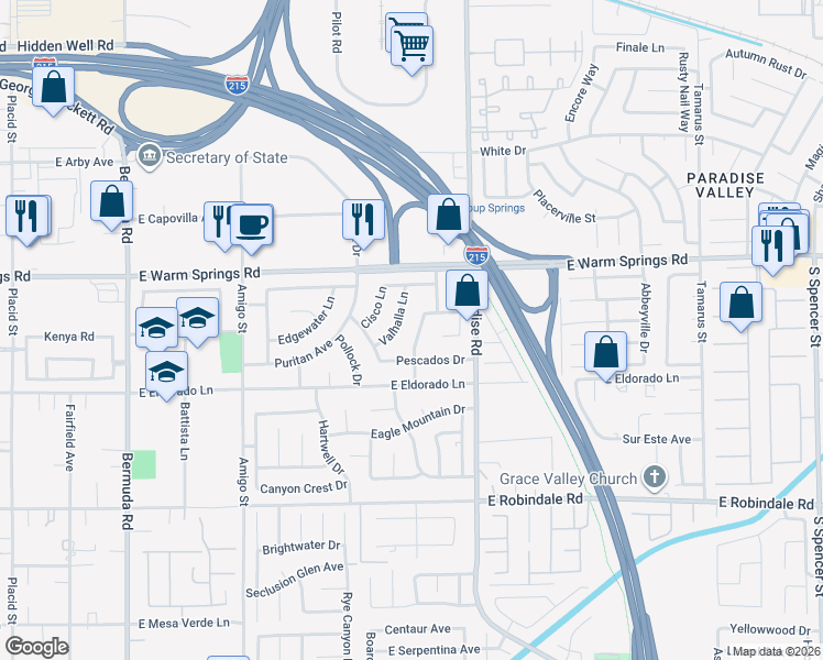 map of restaurants, bars, coffee shops, grocery stores, and more near 7439 Trudy Lane in Las Vegas