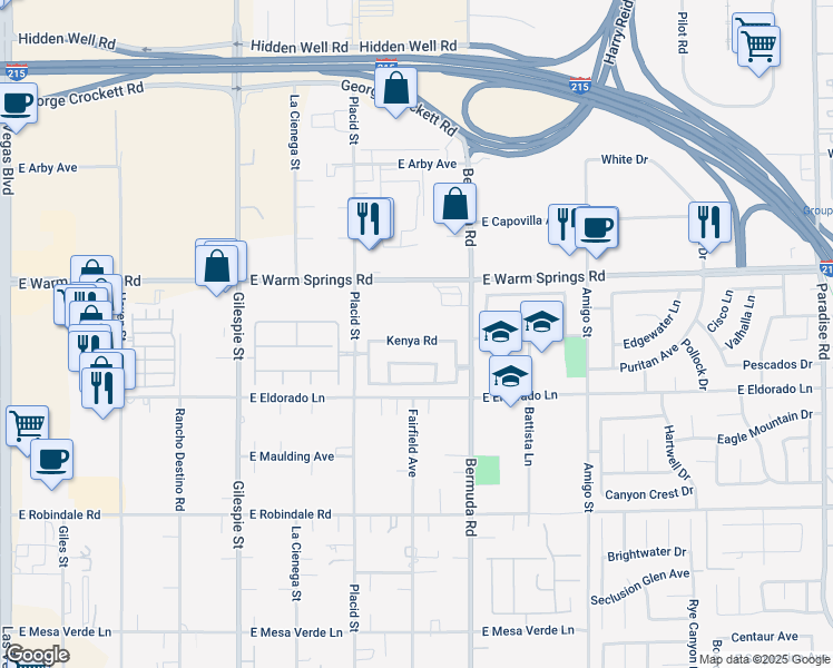 map of restaurants, bars, coffee shops, grocery stores, and more near 348 Kenya Road in Las Vegas