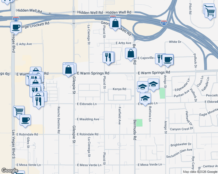 map of restaurants, bars, coffee shops, grocery stores, and more near 324 Kenya Road in Las Vegas