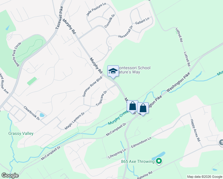 map of restaurants, bars, coffee shops, grocery stores, and more near 4526 Linton Rose Lane in Knoxville