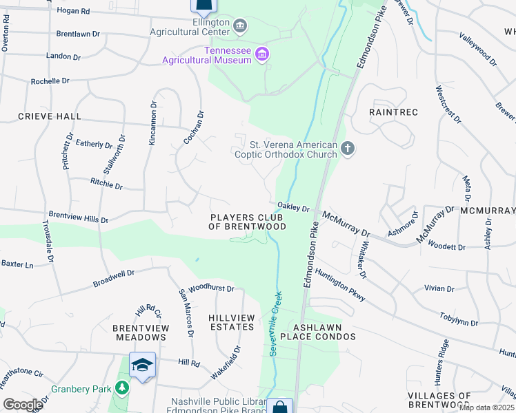 map of restaurants, bars, coffee shops, grocery stores, and more near 1012-1087 Players Court in Nashville
