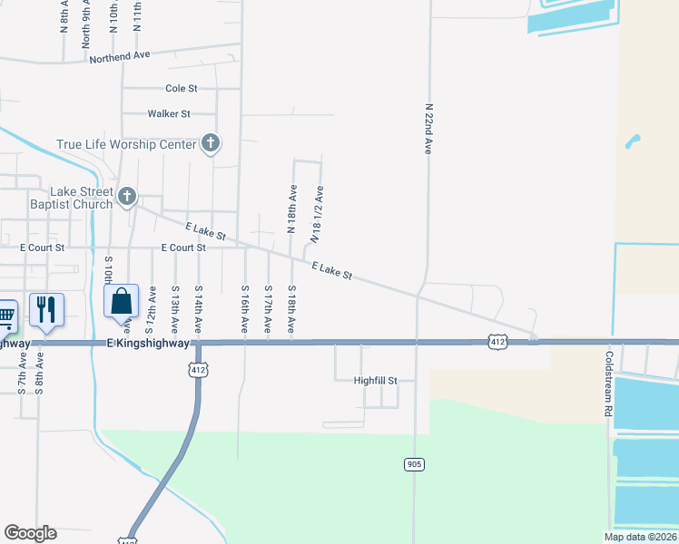 map of restaurants, bars, coffee shops, grocery stores, and more near 1813 East Lake Street in Paragould