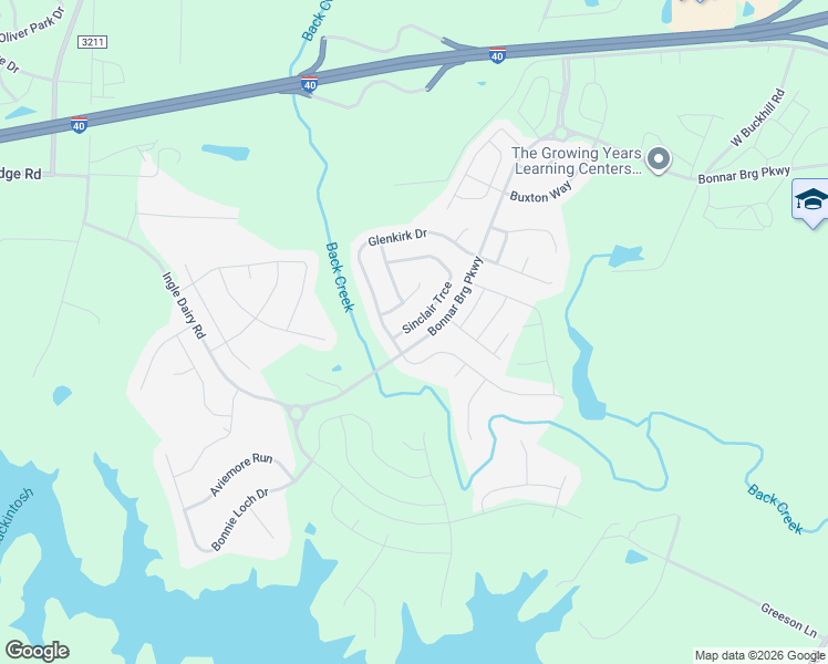 map of restaurants, bars, coffee shops, grocery stores, and more near 2026 Sinclair Trace in Burlington
