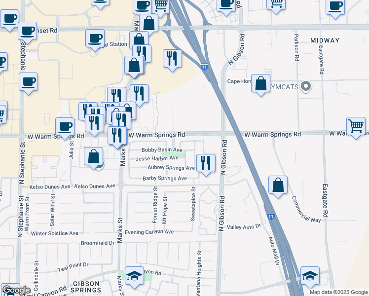 map of restaurants, bars, coffee shops, grocery stores, and more near 1070 Bobby Basin Avenue in Henderson