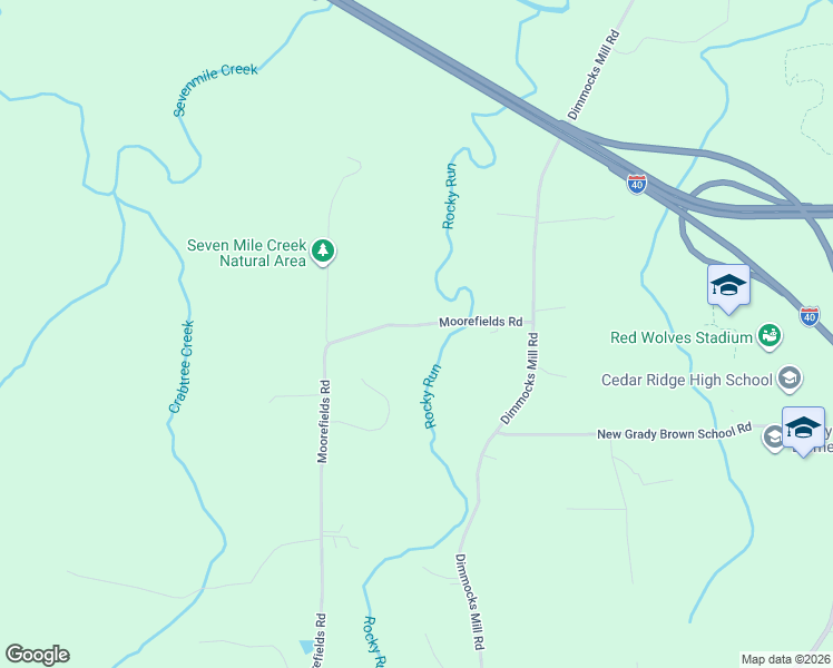 map of restaurants, bars, coffee shops, grocery stores, and more near 2112 Moorefields Road in Hillsborough
