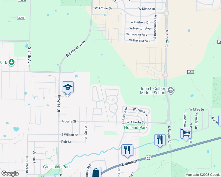 map of restaurants, bars, coffee shops, grocery stores, and more near 4750 West Hoover Loop in Fayetteville
