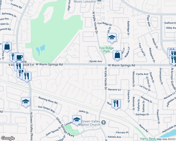 map of restaurants, bars, coffee shops, grocery stores, and more near 399 Rushing Creek Court in Henderson