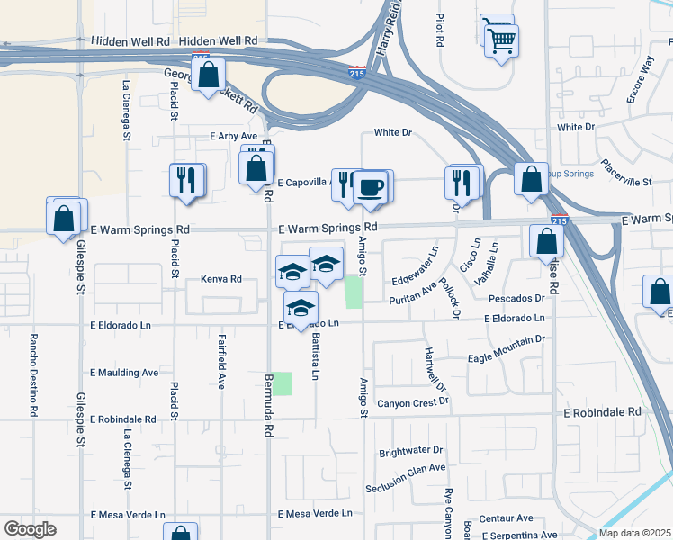 map of restaurants, bars, coffee shops, grocery stores, and more near 7386 Cobblefield Street in Las Vegas