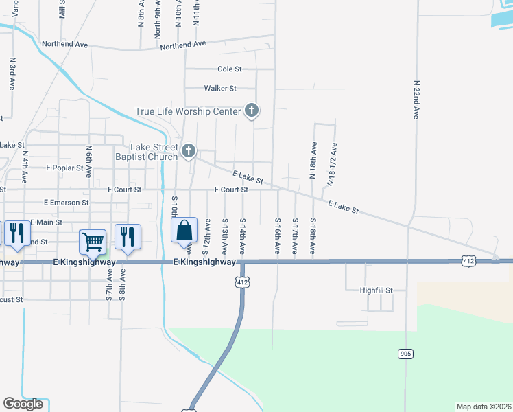 map of restaurants, bars, coffee shops, grocery stores, and more near 205 South 15th Avenue in Paragould
