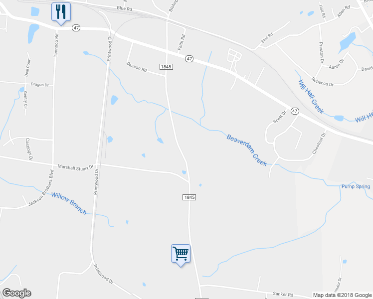 map of restaurants, bars, coffee shops, grocery stores, and more near 1715 Old Columbia Road in Dickson