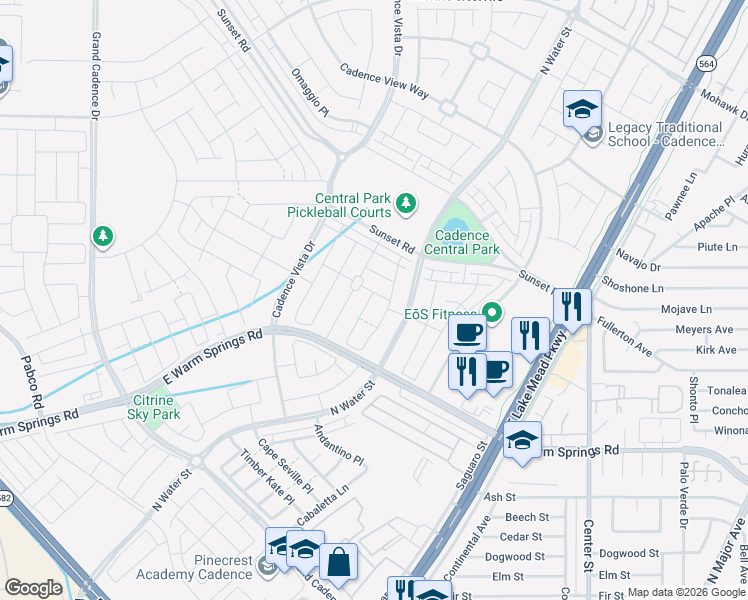 map of restaurants, bars, coffee shops, grocery stores, and more near 201 Rondeau Avenue in Henderson