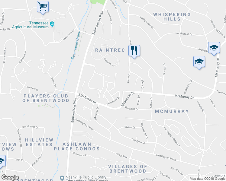 map of restaurants, bars, coffee shops, grocery stores, and more near 1312 Crown Point Place in Nashville