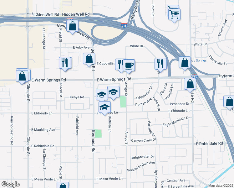 map of restaurants, bars, coffee shops, grocery stores, and more near 7386 Cobblefield Street in Las Vegas