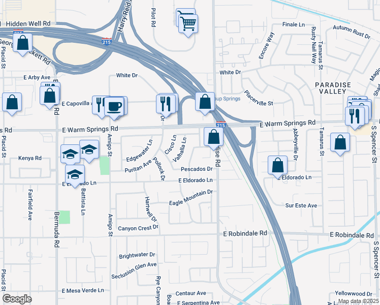 map of restaurants, bars, coffee shops, grocery stores, and more near 7427 Trudy Lane in Las Vegas