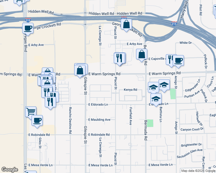 map of restaurants, bars, coffee shops, grocery stores, and more near 277 White Willow Avenue in Las Vegas