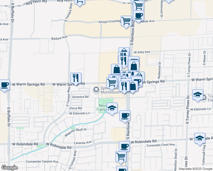 map of restaurants, bars, coffee shops, grocery stores, and more near 7080 Parkallen Avenue in Las Vegas