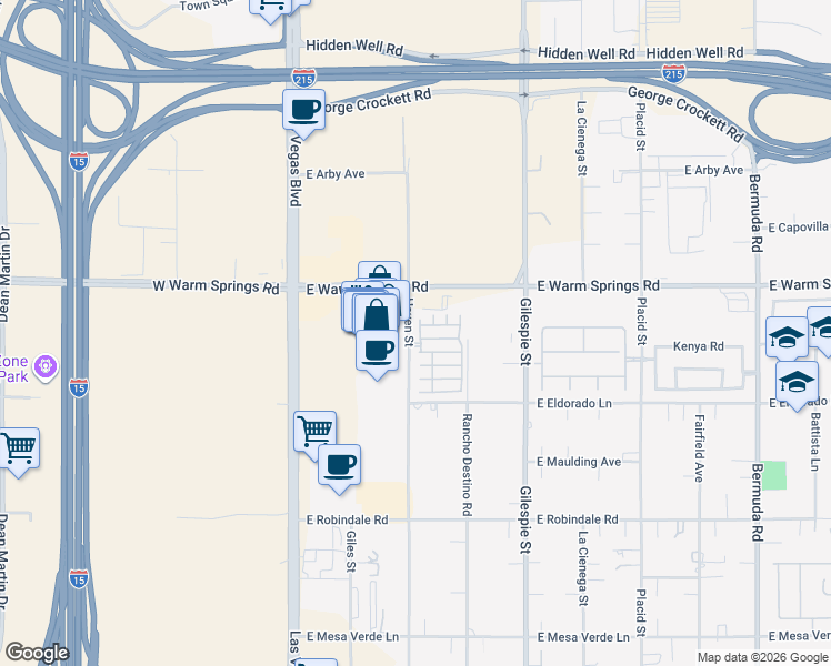 map of restaurants, bars, coffee shops, grocery stores, and more near 7383 Lionheart Street in Las Vegas