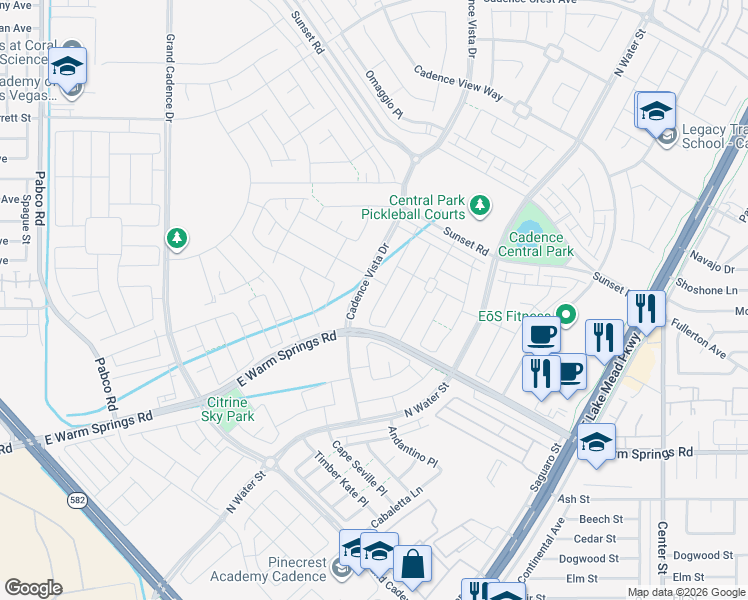 map of restaurants, bars, coffee shops, grocery stores, and more near 358 Badinerie Street in Henderson