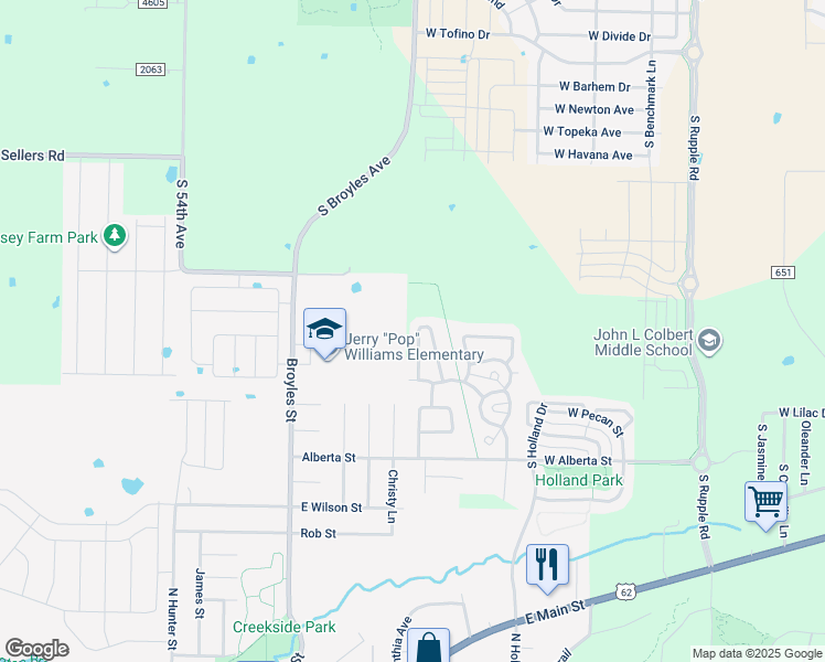 map of restaurants, bars, coffee shops, grocery stores, and more near 5070 West Claxton Circle in Fayetteville